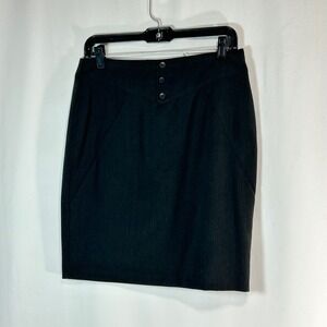 MaudeWomen's Black Knee Length Pencil Skirt Button Detail Career‎ Size 10